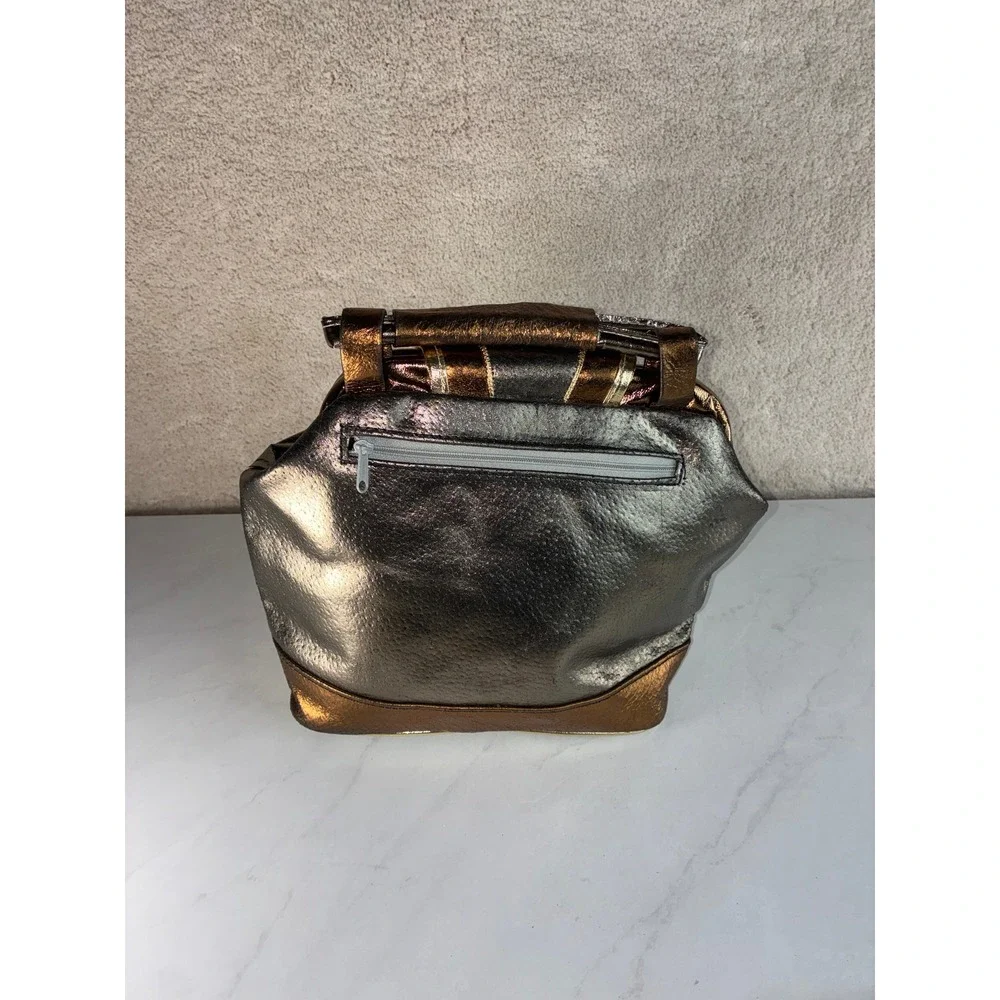 1980's Shafir Bronze Metallic Leather Handbag - OS - Steampunk, 80's, Vintage